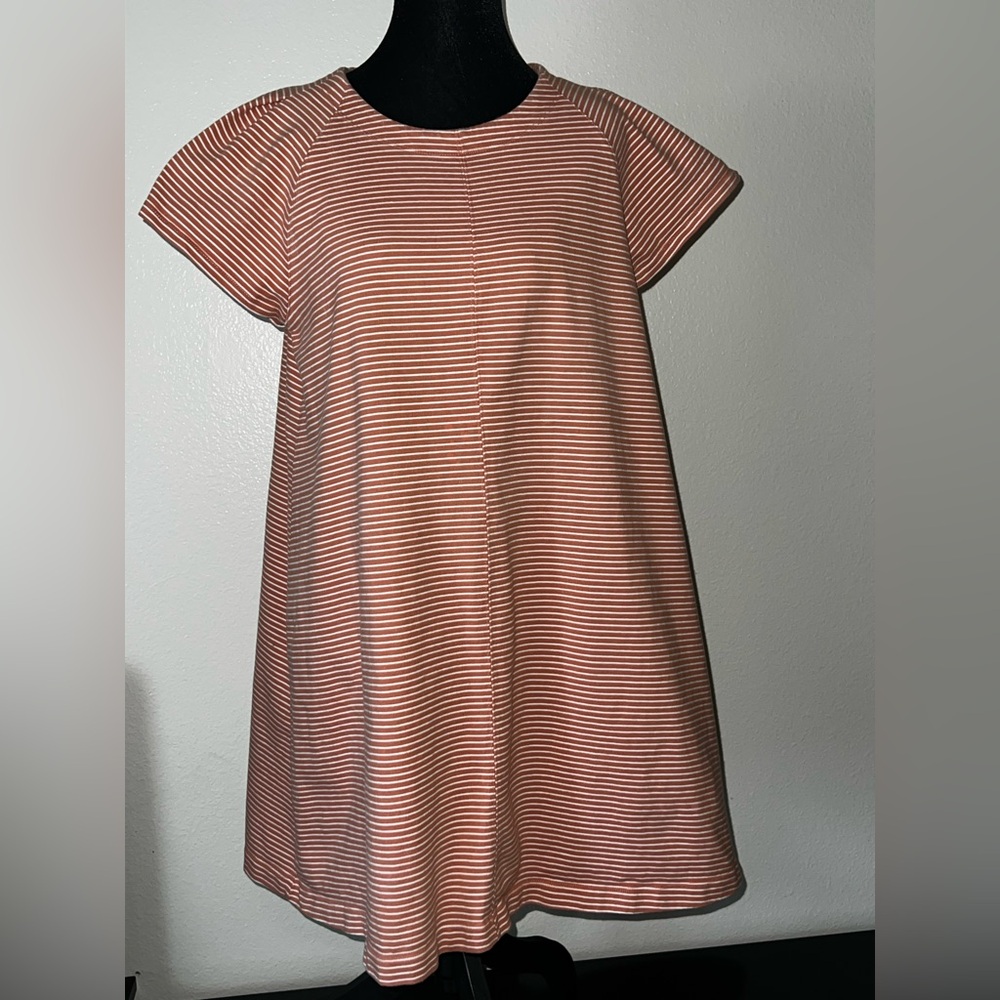 Free Assembly Casual Orange/White Striped T-Shirt Dress w/Flutter Sleeves Small